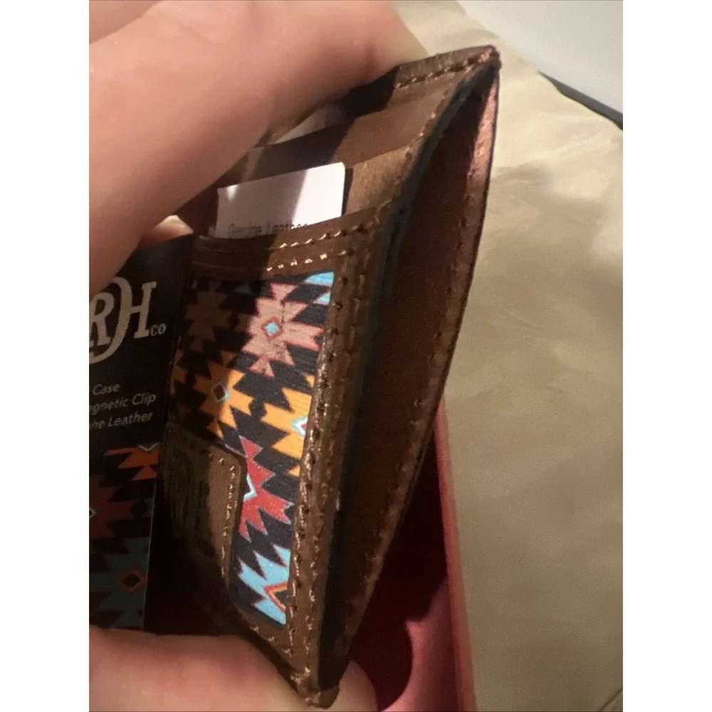 Money Clip Wallet‎ Genuine Leather Red Dirt Hat Co Southwestern Design Wallet
